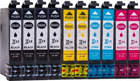 10 szt Zestaw Zamienników Tuszy E604XL (BK, Y, C, M) do Drukarek Epson