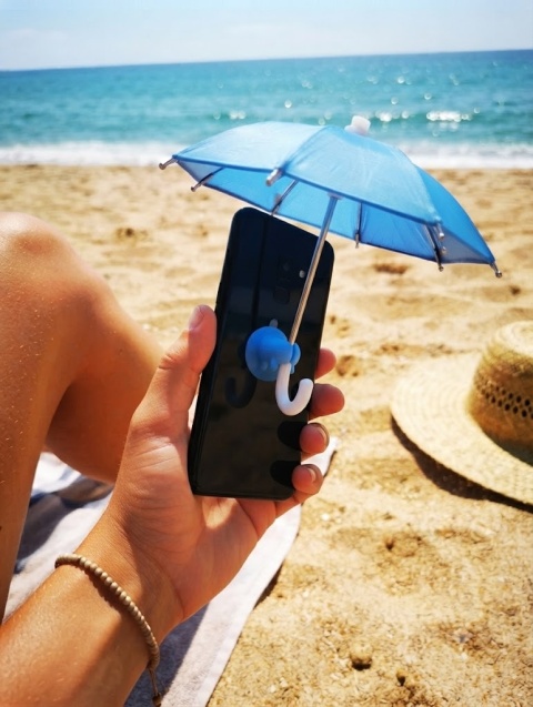 2 szt Miniaturowy Parasol Osłona przeciwsłoneczna 24 cm z Przyssawką (Telefon / Deska Rozdzielcza / Dekoracja