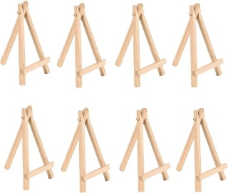 8x Mini Sztaluga Drewniana Trójnożna Stołowa 15x8 cm Ekspozytor