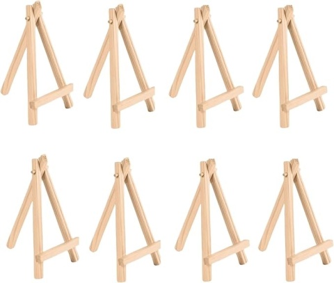 8x Mini Sztaluga Drewniana Trójnożna Stołowa 15x8 cm Ekspozytor