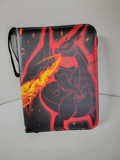 Album na karty Pokemon – Kolekcjonerski segregator z motywem Charizard (Wzór Ognisty/Elektryczny)