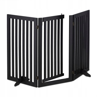 Barierka dla Psa z Drzwiczkami 154x92 cm Składana Czarna MDF