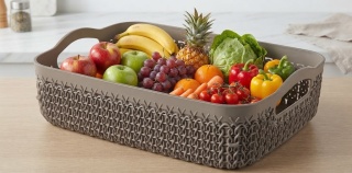 CURVER Koszyk Taca Prostokątna Knit A4 – Szara 37x27x7 cm