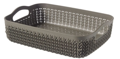 CURVER Koszyk Taca Prostokątna Knit A4 – Szara 37x27x7 cm