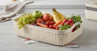 CURVER Koszyk Taca Prostokątna Knit A4 – Kremowa 37x27x7 cm