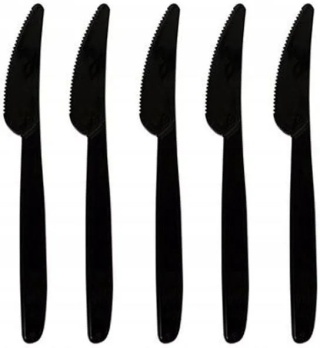 Czarne noże plastikowe (16 cm) – Zestaw 50 sztuk