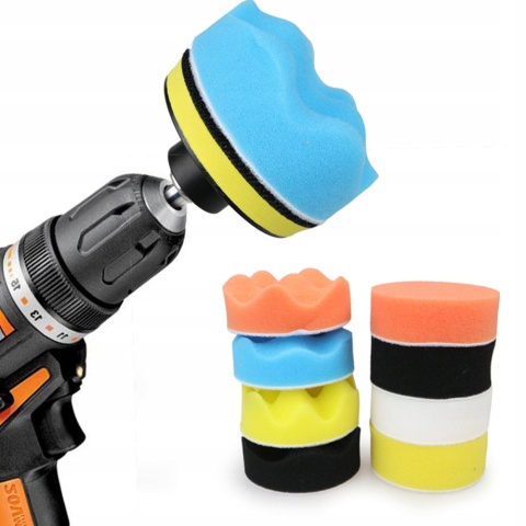 GĄBKI PADY POLERSKIE DO WIERTARKI WKRĘTARKI 80MM ZESTAW 22 SZT + ADAPTER