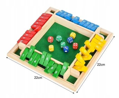 GRA PLANSZOWA LOGICZNA ZAMKNIJ PUDEŁKO SHUT THE BOX IDEALNA PREZENT 8 KOŚCI
