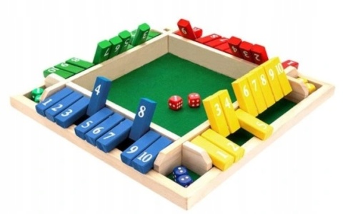 GRA PLANSZOWA LOGICZNA ZAMKNIJ PUDEŁKO SHUT THE BOX IDEALNA PREZENT 8 KOŚCI