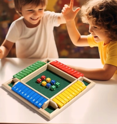 GRA PLANSZOWA LOGICZNA ZAMKNIJ PUDEŁKO SHUT THE BOX IDEALNA PREZENT 8 KOŚCI