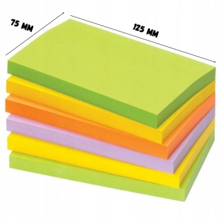 karteczki samoprzylepne KOLOROWE mocne 1200 KARTEK ( 12 x 100 szt)