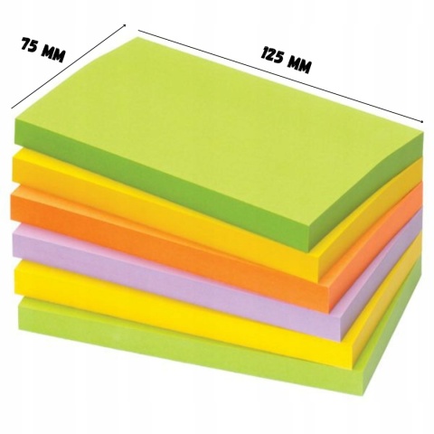 karteczki samoprzylepne KOLOROWE mocne 1200 KARTEK ( 12 x 100 szt)