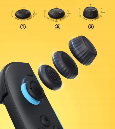 Nakładki Gumki 6w1 Czarne Jsaux Na Joy Con Do Nintendo Switch 2 Zestaw