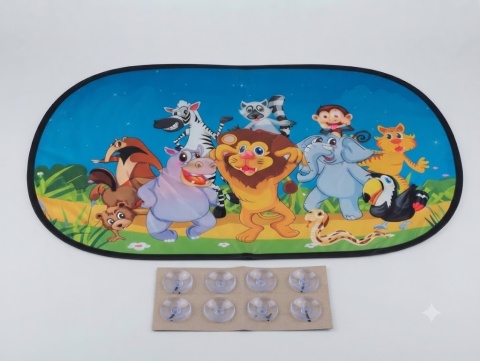 Osłona przeciwsłoneczna do auta 2szt UV 51x31 cm ZOO zwierzęta i podwodny swiat przyssawki