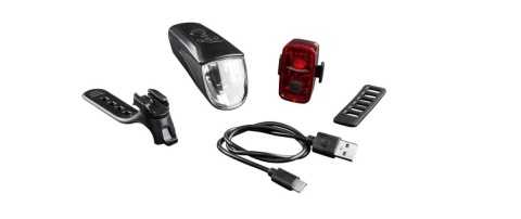 Oświetlenie Rowerowego zestaw LED Crivit (Przód + Tył) USB lampki rowerowe
