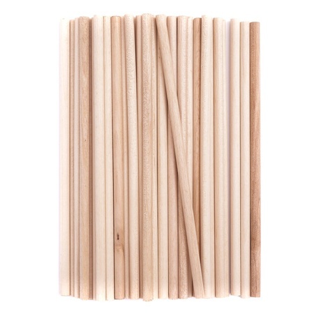 PATYCZKI DREWNIANE 30 cm OKRĄGŁE KREATYWNE NATURALNE 48 szt