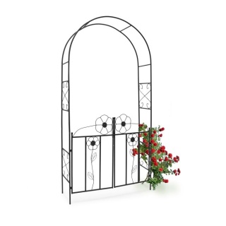 Pergola metalowa z drzwiczkami ogrodowa na róże kwiaty trejaż łuk różany
