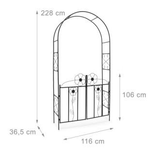 Pergola metalowa z drzwiczkami ogrodowa na róże kwiaty trejaż łuk różany