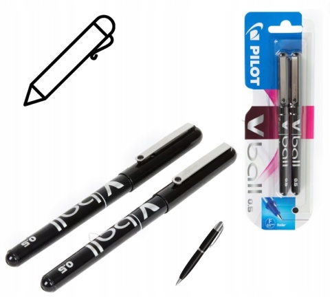 ZESTAW 2x PIÓRO KULKOWE PILOT V-BALL 0.5 MM – CZARNE
