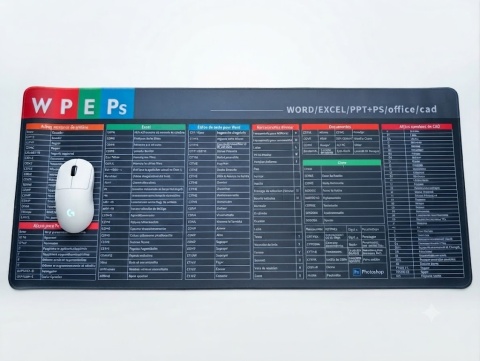 Podkładka Gamingowa Pod Mysz i Klawiaturę XXL 90x40 Skróty Office CAD (Wersja Hiszpańska)