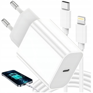 Szybka Ładowarka Sieciowa 25W + Wytrzymały Kabel Lightning
