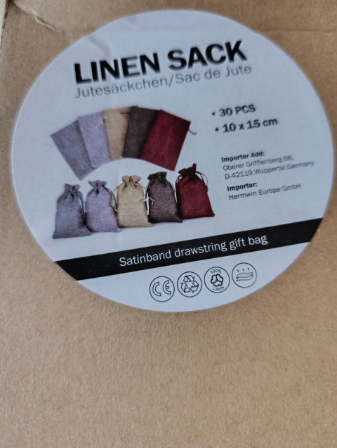 Woreczki prezentowe lniane - zestaw 30 szt 10 x 15 cm