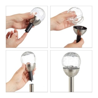 ZESTAW 6x SOLARNE LAMPY OGRODOWYCH LED – EFEKT TŁUCZONEGO SZKŁA (RGB)