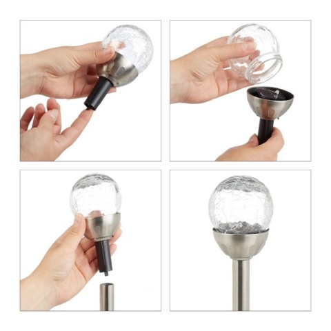 ZESTAW 6x SOLARNE LAMPY OGRODOWYCH LED – EFEKT TŁUCZONEGO SZKŁA (RGB)