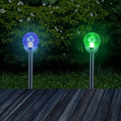 ZESTAW 6x SOLARNE LAMPY OGRODOWYCH LED – EFEKT TŁUCZONEGO SZKŁA (RGB)