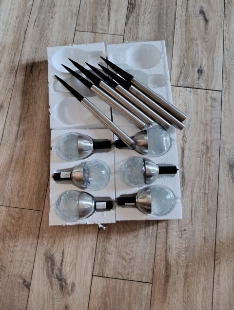 ZESTAW 6x SOLARNE LAMPY OGRODOWYCH LED – EFEKT TŁUCZONEGO SZKŁA (RGB)