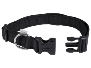 ZOOFARI Obroża z klamrą + Smycz regulowana rozmiar M - CZARNA 43-72 CM