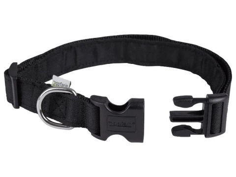 ZOOFARI Obroża z klamrą + Smycz regulowana rozmiar M - CZARNA 43-72 CM