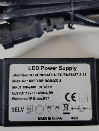 Zasilacz LED Wodoodporny IP67 / LED Power Supply 12V 660mA 8W