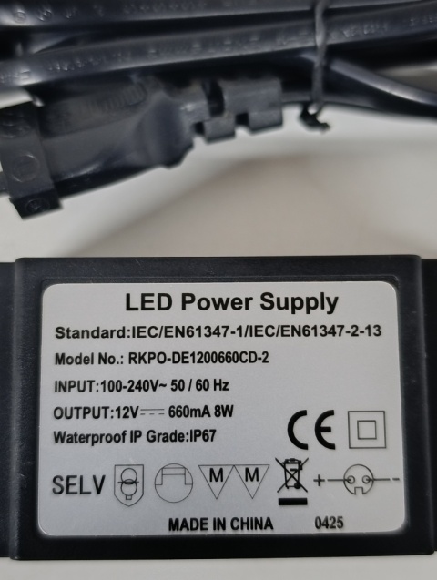 Zasilacz LED Wodoodporny IP67 / LED Power Supply 12V 660mA 8W