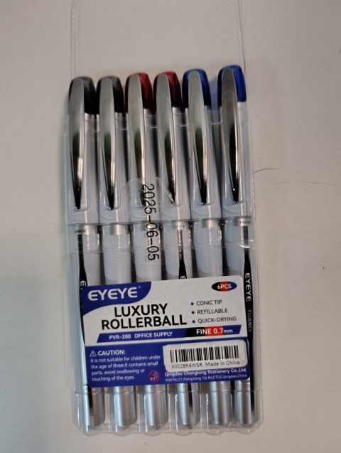 Zestaw 6 długopisów żelowych EYEYE Luxury Rollerball, długopis żelowy