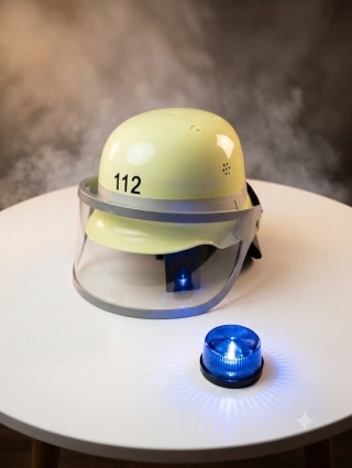 Zestaw Małego Strażaka: Kask z nr 112 + Sygnał dźwiękowy (kogut)
