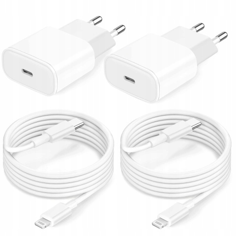 2x Ładowarka 25W USB-C + 2x Kabel USB-C do Lightning