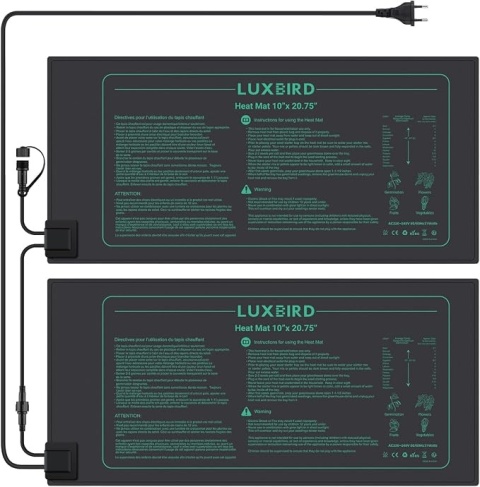 2 szt Mata grzewcza do sadzonek rozsady roślin Luxbird 10" x 20.75" + Okablowanie