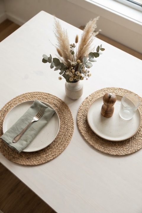 2 szt zestaw Mata Stołowa Boho – Juta 38 cm podkładka
