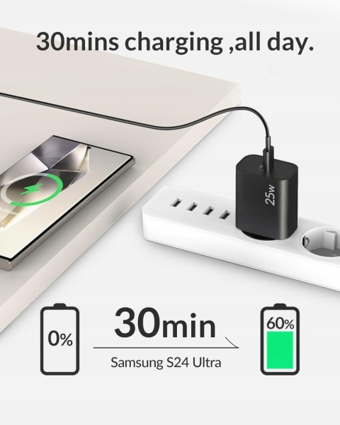 2 sztuki Szybka ładowarka sieciowa kostka 25W + kabel USB-C ARCCRA