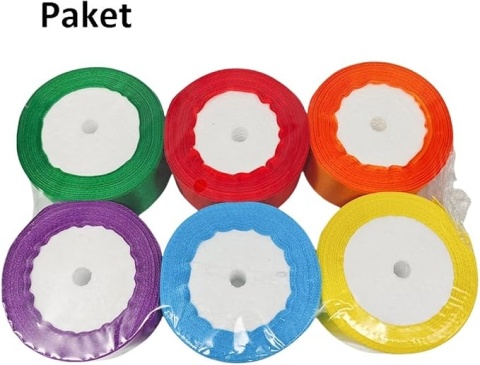 6 x KOLOROWE WSTĄŻKI (22m x 6 szt.) – SZEROKOŚĆ 4 CM DIY