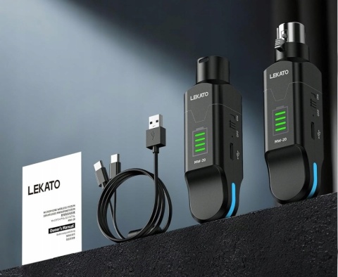 Bezprzewodowy System Mikrofonowy LEKATO MW-20 (Nadajnik + Odbiornik XLR)