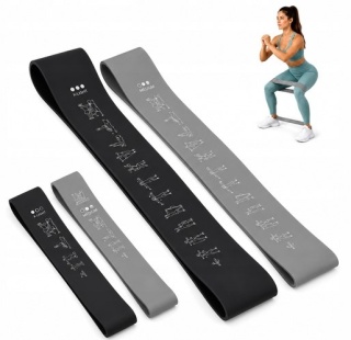 CRIVIT Zestaw fitness gumy oporowe do ćwiczeń 4 szt. czarne/szare
