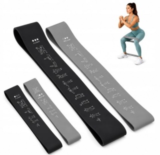 CRIVIT Zestaw fitness gumy oporowe do ćwiczeń 4 szt. czarne/szare