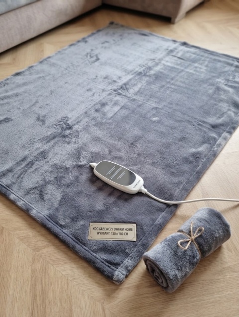 ELEKTRYCZNY KOC GRZEWCZY 130x180 cm szary