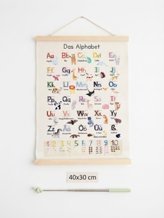 Edukacyjny Plakat – Niemiecki Alfabet i Cyfry – Dekoracja Montessori 40x30 cm