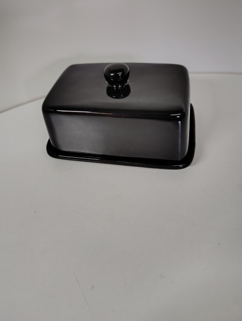 Elegancka Ceramiczna Maselniczka z pokrywką - Czarny Połysk