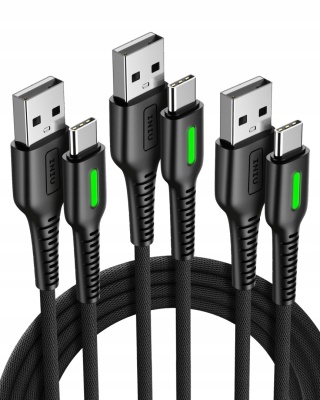 Iniu Kabel Usb C 3 szt. szybkie ładowanie 3.1A nylonowy pleciony