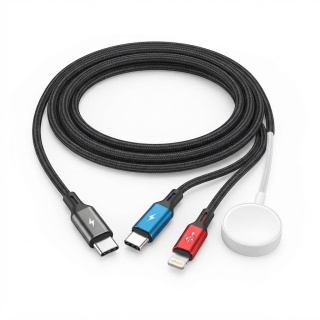 KABEL 4w1 MULTIŁADOWARKA MINLU DO APPLE WATCH, IPHONE, USB-C I MICRO-USB