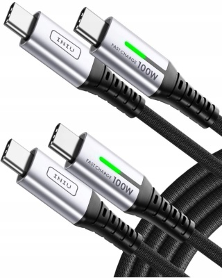 KABEL ŁADUJĄCY 100W ZESTAW 2 SZTUK USB-C NA USB-C 2M SZYBKIE ŁADOWANIE INIU